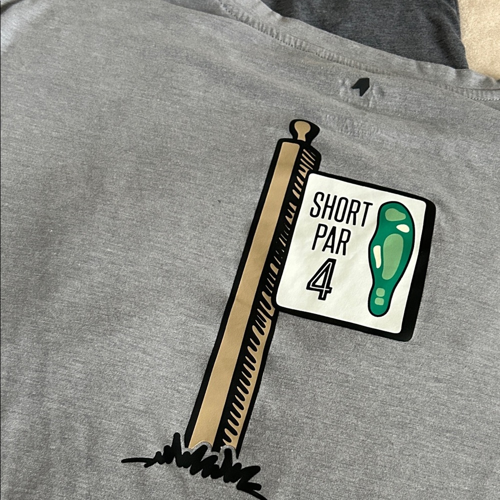 Short Par 4 Gray and White Short Sleeve Tees - Picture 4 of 5